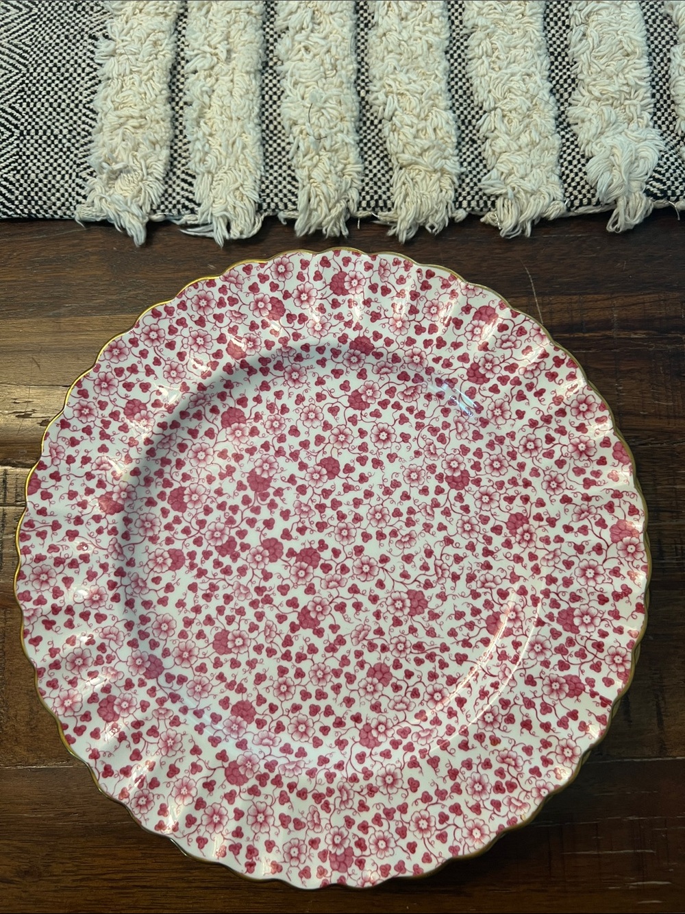 Antique Spode Copeland Pink Floral Gold Scalloped Dinner Plates Set of 6